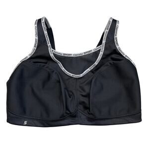 Glamorise Women's No-Bounce Camisole Sports Bra 1066 42DD Black Logo Full Figure